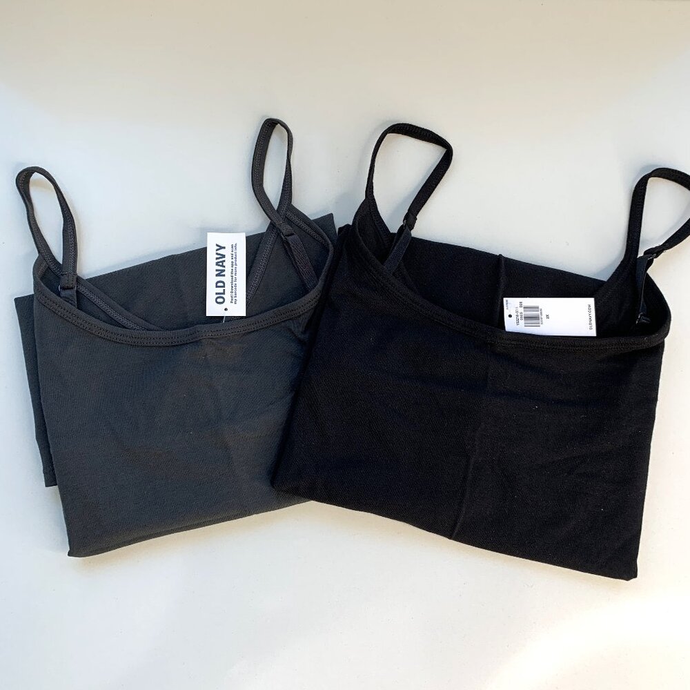 Old Navy 2PC First Layer Fitted Cami Tank Top Black & Charcoal Gray Size 2X NEW
